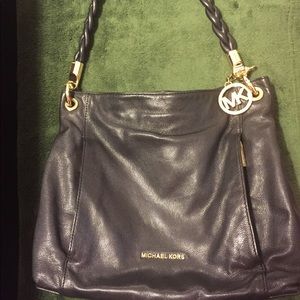 Michael Kors black leather shoulder bag